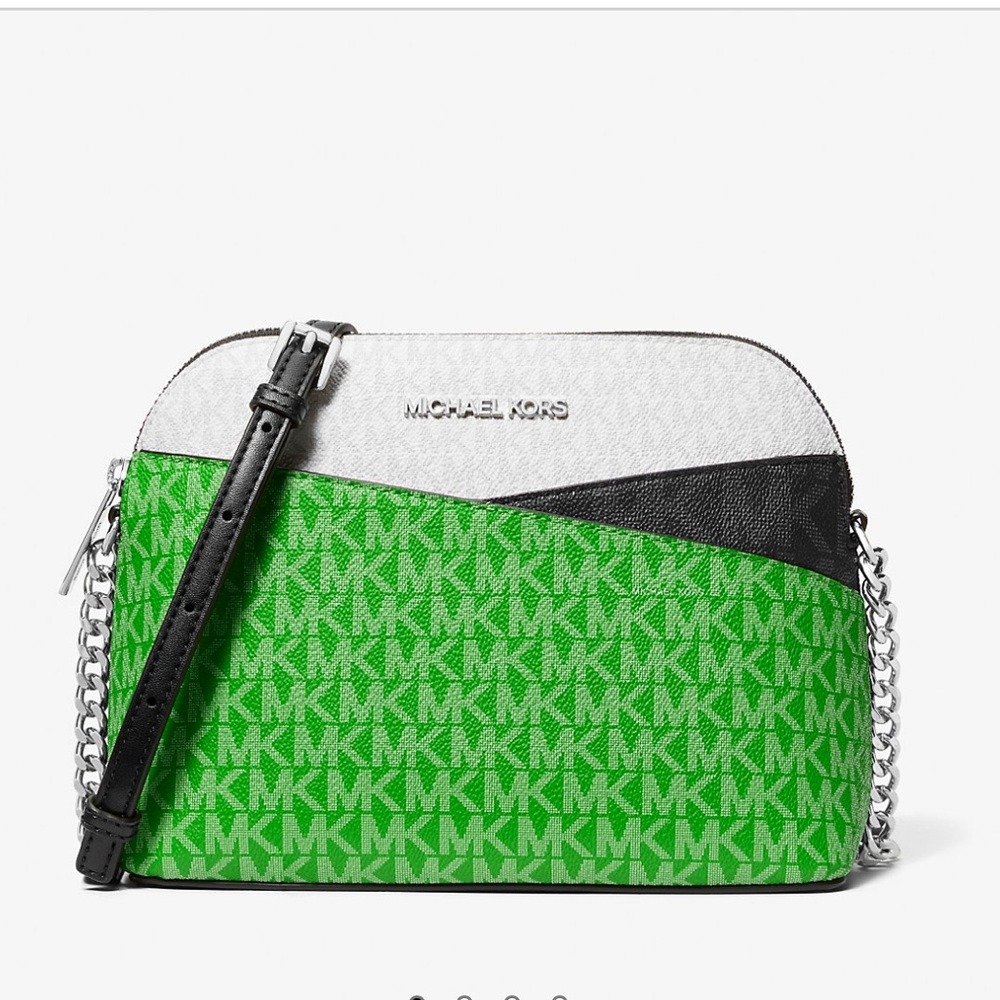 Michael Kors Jet Set Travel Color-Block Signature Logo Crossbody 
Jangle Green